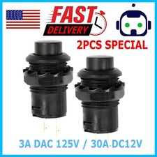 2 Pack SPST Normally Open Momentary Push Button Switch Black  32731B