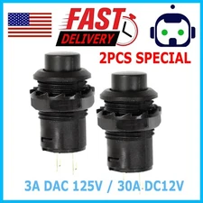 2 Pack SPST Normally Open Momentary Push Button Switch Black    32731B