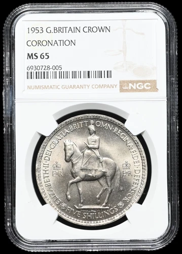 GREAT BRITAIN. Elizabeth II, Coronation Crown, 1953, NGC MS65, Gem BU