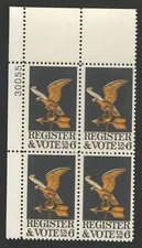 US. 1344. 6c. Register And Vote Issue. Plate Block of 4. MNH. 1968