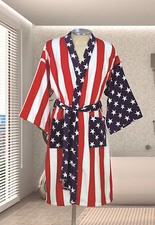 American Flag Kimono Robe Terry Velour 100 Cotton
