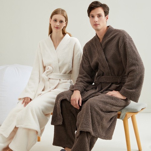 Couple Pajamas Flannel Loose Bathrobe Fleece Gown
