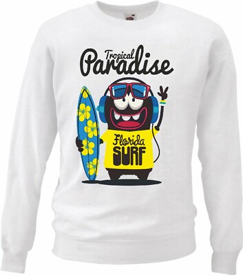 Sweatshirt TROPICAL PARADISE FLORIDA SURF SURFEN BEACH SURFBRETT LONGBOARD WELLE