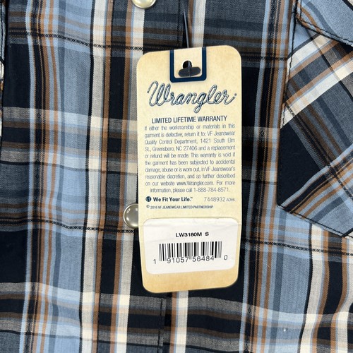 NEW! Wrangler Pearl Snap Shirt MENS SMALL Plaid Long Sleeve Cotton/Polyester - Picture 8 of 11
