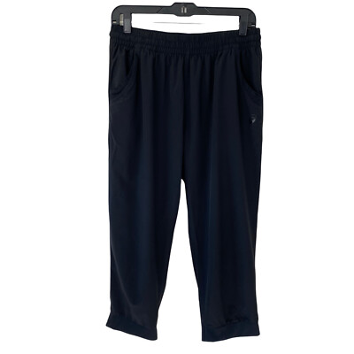 ASICS Women s Black Capri Joggers Pants Elastic Waist Size L ASICS Motiondry