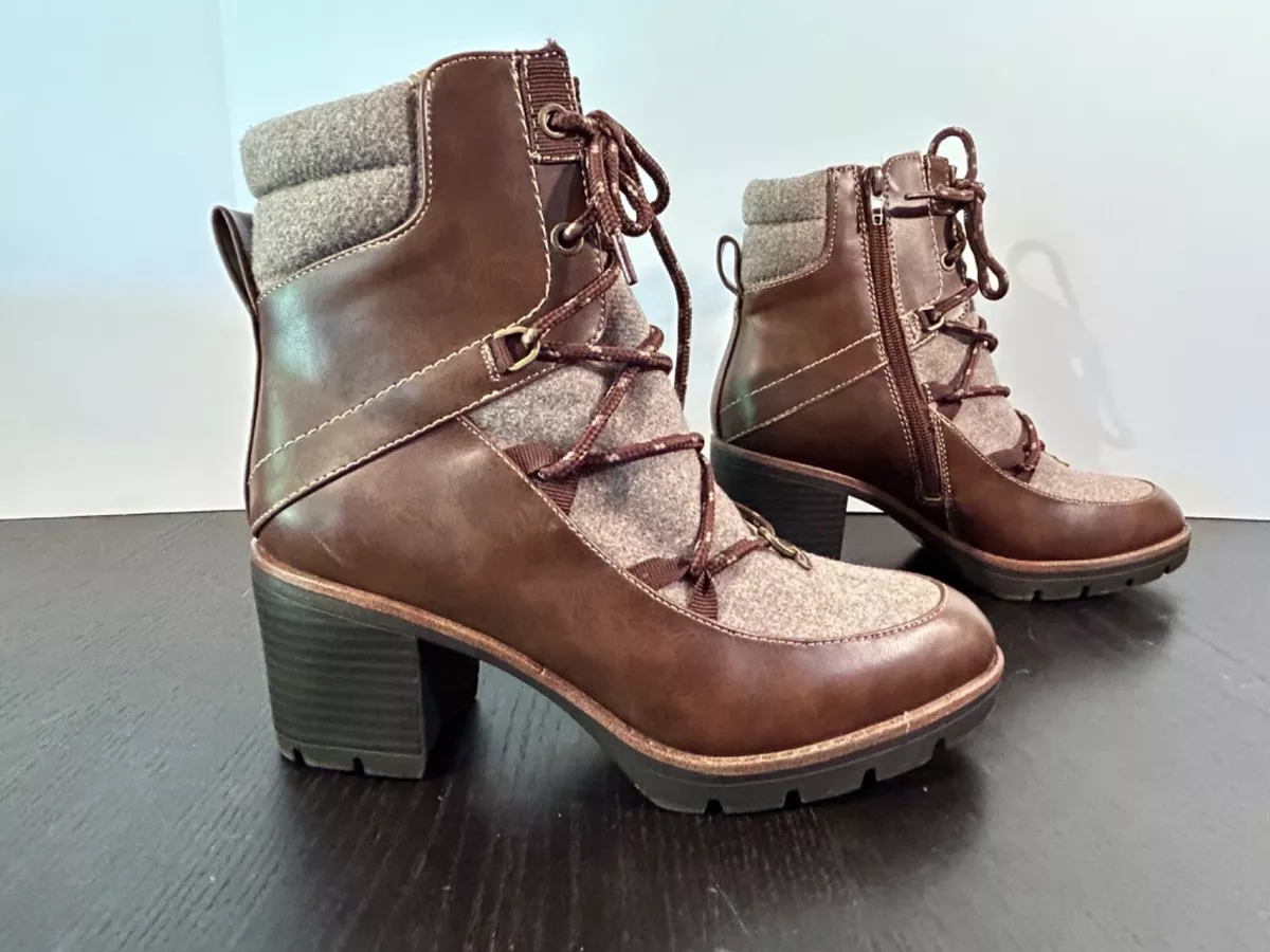 Naturalizer Madie Faux Leather Lace Up Ankle Boots Brazil Nut Size 8