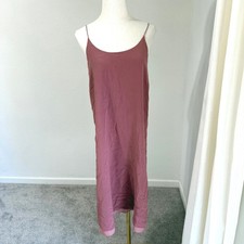 Madewell Silk Slip Midi Dress Rose Pink Spaghetti Strap Tie Back Size 8