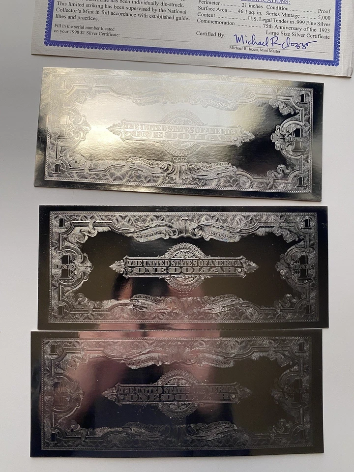 National Collectors Mint Authentic $1.00 SILVER CERTIFICATE X3 Consecutive #2 - Image 4 of 4