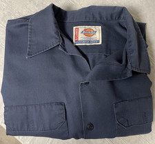 Dickies Dark Navy Blue Vintage Long Sleeve Button Up Work Shirt Size Xtra Large