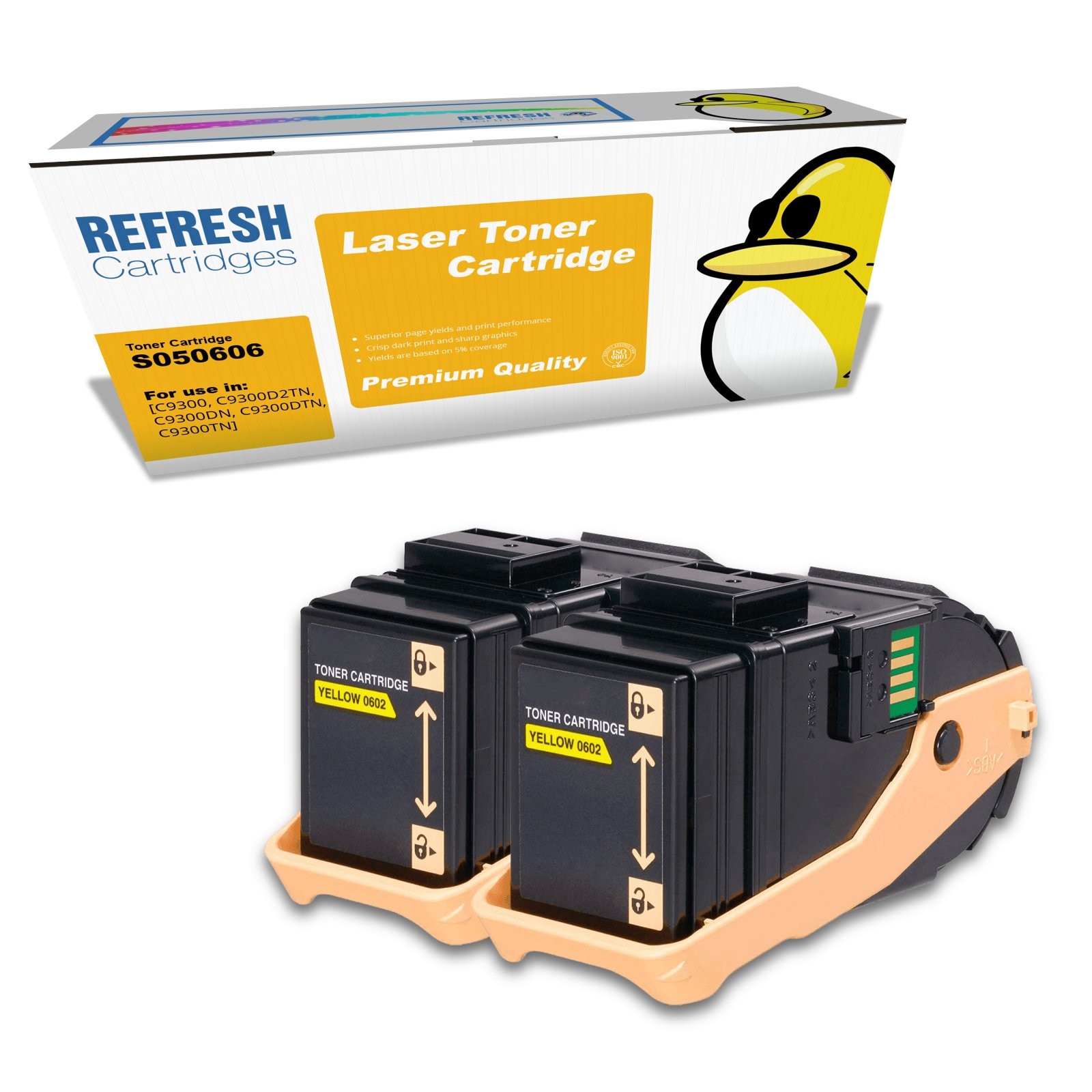 Refresh Cartridges Yellow S050602 Toner Twin Pack Compatible With Epson Printers