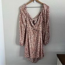 NWT LUSH Open Tie Back Dress Feminine Boho Trendy Cream Mocha Medium