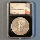 2021-W $1 Silver Eagle Burnished T-2 Eagle Landing NGC MS70 FDOI Mercanti Signed