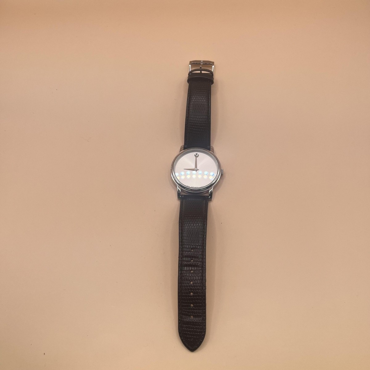 Movado Museum Watch Mens Brown Leather Swiss Quartz Sapphire  display picture 2