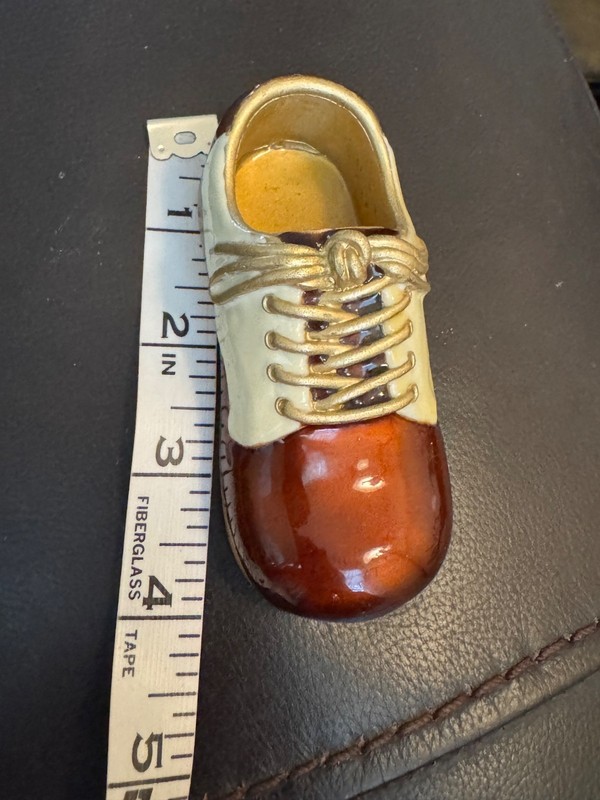 Gold Enamel Metal Trinket SHOE shaped Box Ashleigh Manor