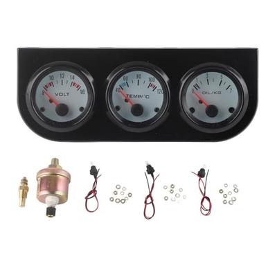 #ad Triple Gauge Set Universal Car Water Temperature Oil Pressure normal popular $35.10