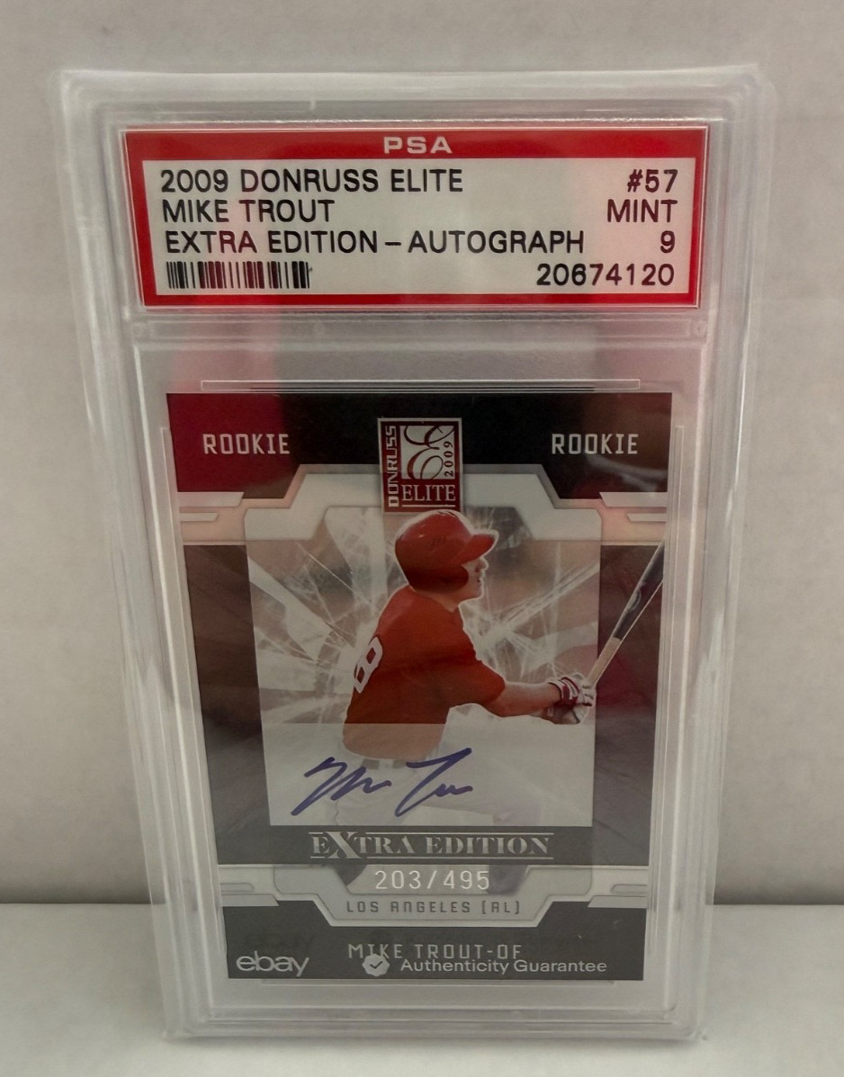 2009 Donruss Elite Extra Edition Mike Trout #57 - 203/495 (AUTO, RC) PSA 9