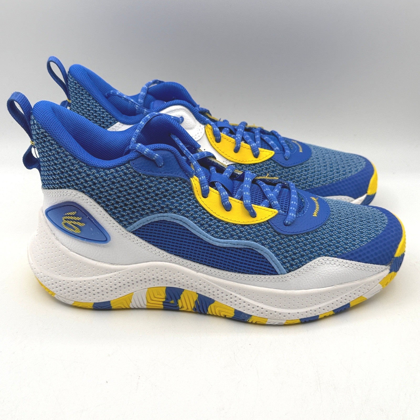 Under Armour Curry 3Z 24 Mens 8 Blue White Yellow Basketball Shoes 3027626-400