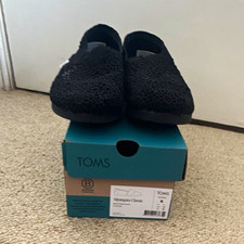 TOMS Alpargata Women’s Black Floral Lace Slip-On Flats Almond Toe UK 7 US 9