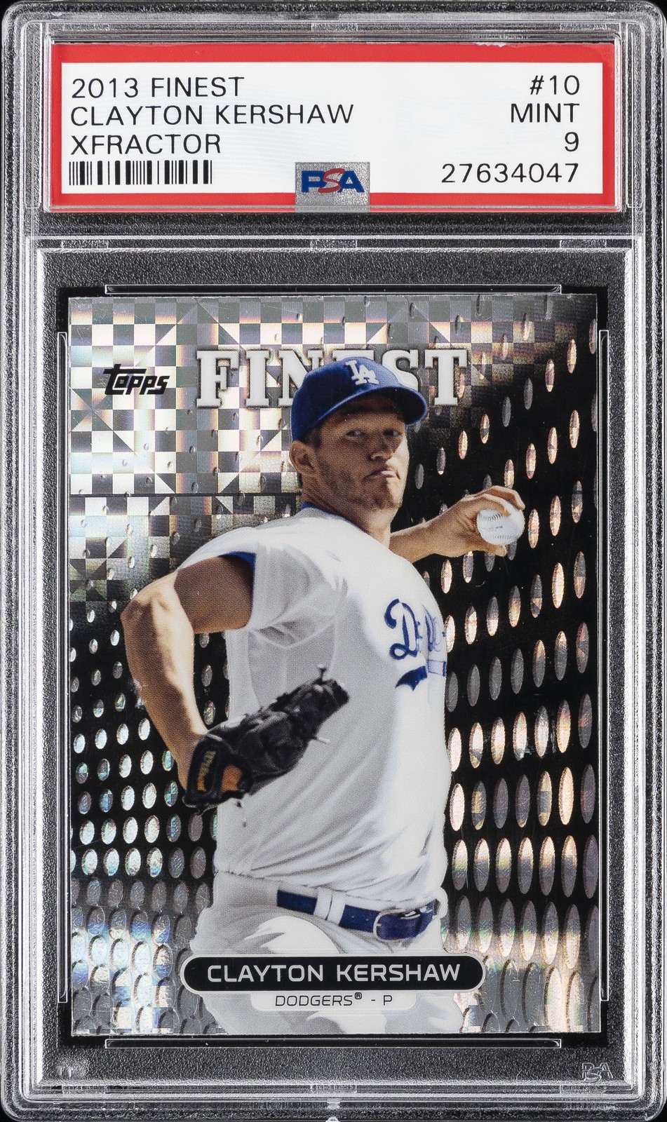 2013 FINEST XFRACTOR #10 CLAYTON KERSHAW PSA 9