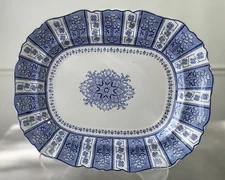 c.1840 Blue Transferware THOMAS GODWIN 15.5" Earthenware Platter -POLISH STAR-