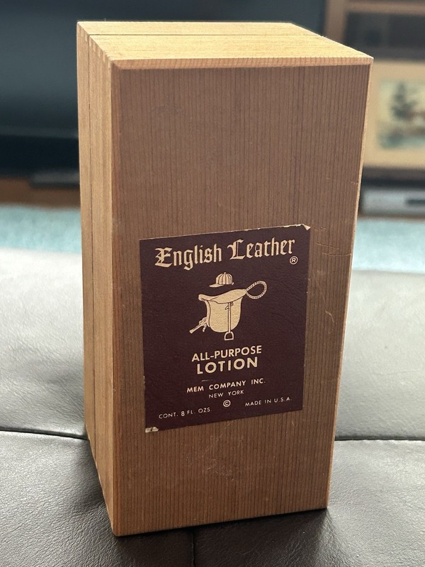 VTG. English Leather Wood Box All Purpose Lotion 8 Oz. Dovetailed Box Only 