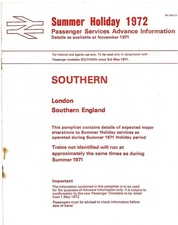 Southern Region Summer Holiday 1972 timetable supplement