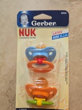 Gerber NUK Orthodontic Pacifiers Size 2 Toddler 7-12 M 2 Pack Rubber Latex