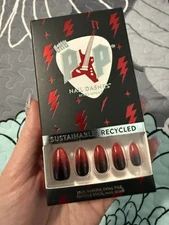 New Red Aspen Press On Nails Medium Almond Long Live Rock N’ Roll Rania Reusable