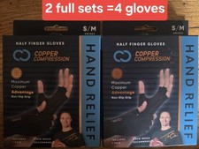  2 PAIR  Copper COMPRESSION GLOVE Arthritis HAND RELIEF  UNISEX   SMALL/MEDIUM