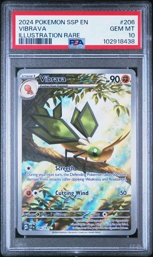 2024 POKEMON SSP EN-SURGING SPARKS #206 VIBRAVA ILLUSTRATION RARE PSA 10