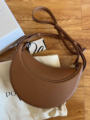 Polene Number Ten Lychee Leather Handbag/Crossbody Bag, Camel Color