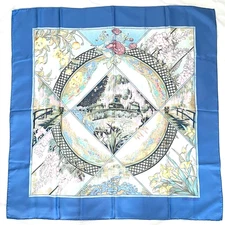 HERMES Scarf Authentic GIVERNY Carre 90 Silk 100%