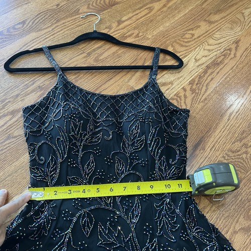 Vintage Sean Collection stark perlenbesetztes Kleid 100 % reine Seide formeller Abend - Bild 11 von 12