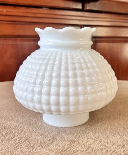 Vintage Mid Century Hobnail Milk Glass Hurricane Table Lamp Shade Replacement