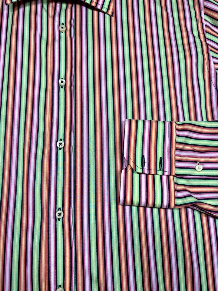 Dragonfly Mens Button Front Long Sleeve Cotton Stripe Shirt X Large XL - Image 2 of 4