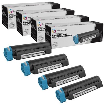 LD Compatible Okidata 45807105 Black Toner 4PK for MB472w, MB492, MB562w, B432dn