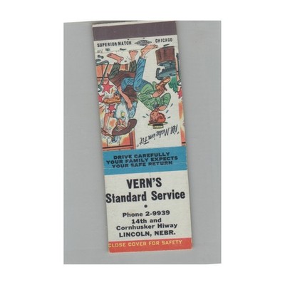 Matchbook Cover Vern's Standard Service Lincoln NE