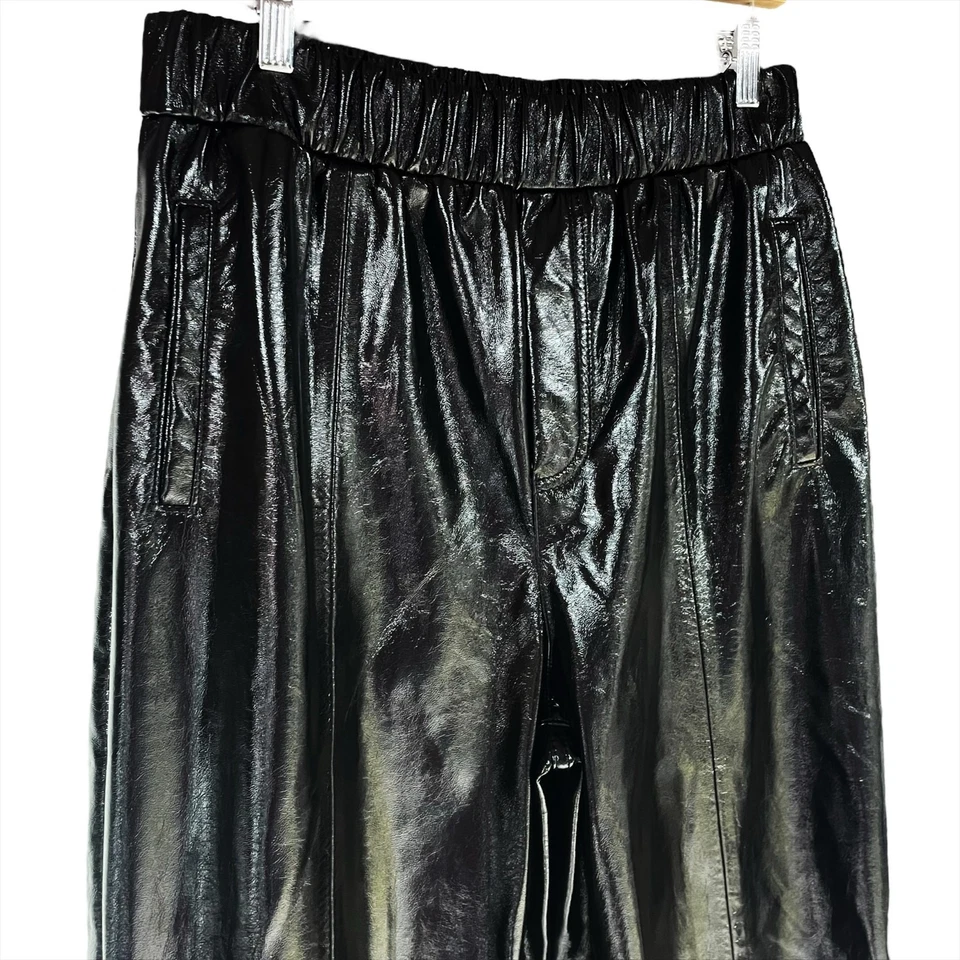 Pantalones BLANKNYC NUEVOS CON ETIQUETAS Negro Brillante Vegano Charol Pull-On Cintura Elástica Talla XL Foto 4 de 4