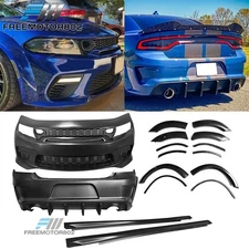 Fits 15-23 Charger Widebody Front Rear Bumper Cover Conversion W/ SRT Grille LED
