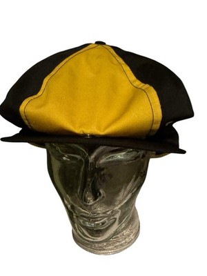 Vintage Black Yellow Newsboy Balloon Gatsby Cap Hat USA Made 5/8 5/8 