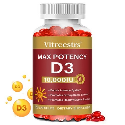 Vitamin D3 10000 iu 250mcg 30/60/120Cap - Support Bone,Joint Health, Ca Absorb