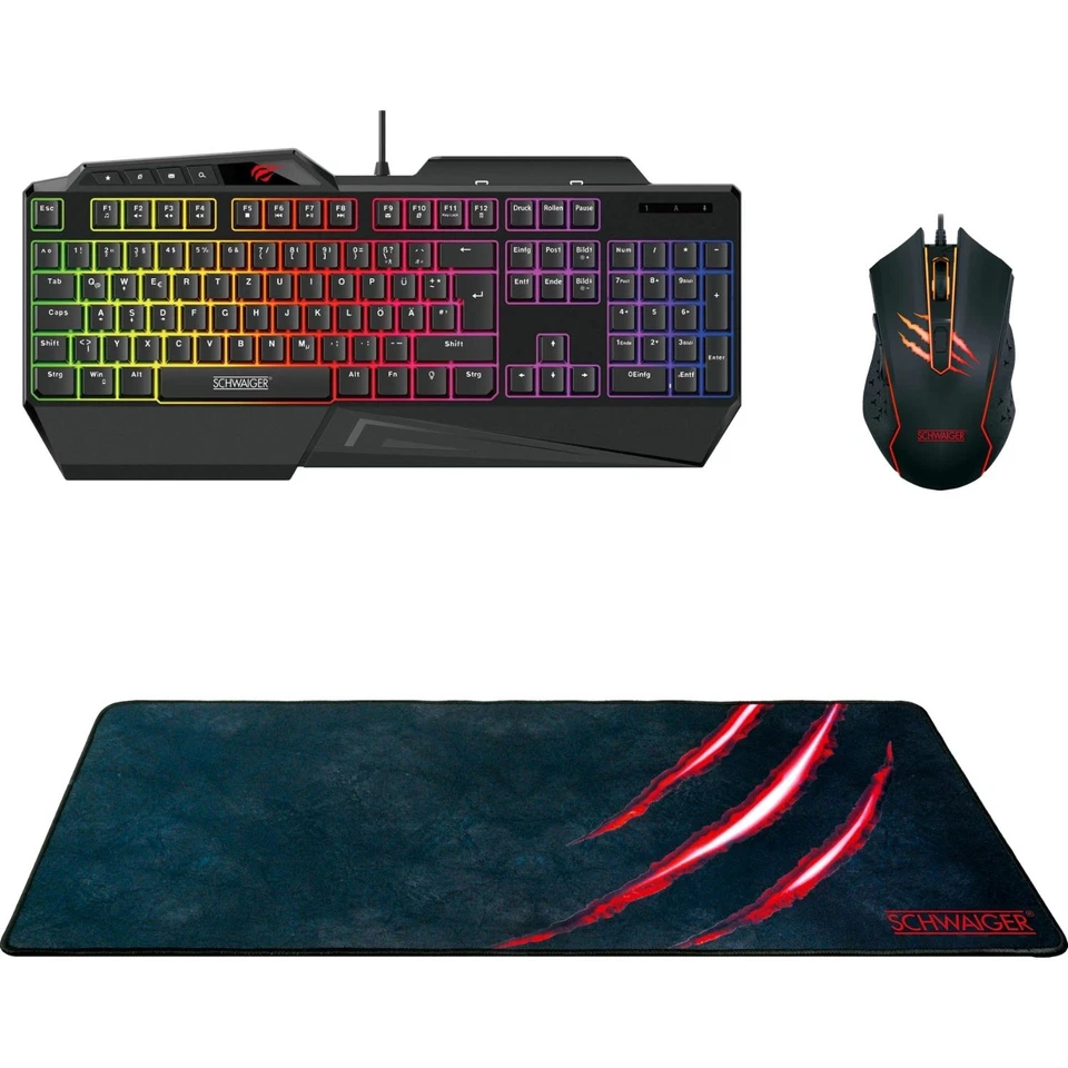 Schwaiger Gaming PC Bundle Tastatur + Maus + Deskpad Mauspad XXL USB RGB LED - Bild 3 von 4