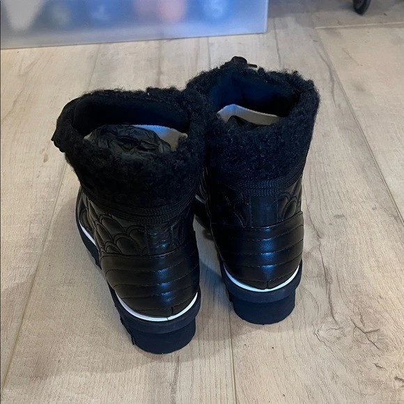 Baldinini Trend Black Leather Shearling Lace-Up Boots EU 38 / US 8 – New image 3