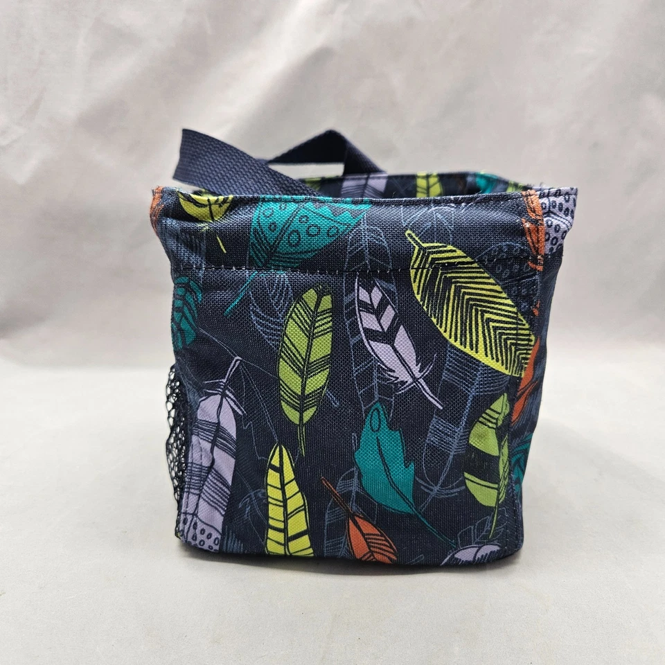 Сумка с короткими ручками Thirty One Little Carry All Caddy квадратная корзина синяя с падающими перьями - Изображение 2 из 4