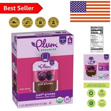 Just Prunes Organic Baby Food Pouches - Non-GMO  Unsweetened, 3.5 oz, Pack of 4