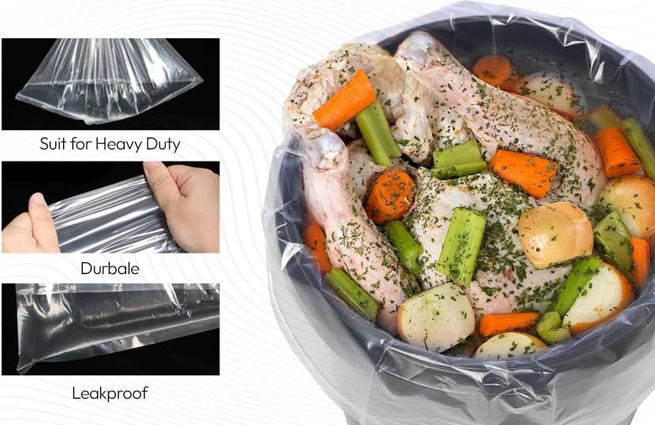 5 Gallon Bucket Liner Bags for Marinating and 1 Count (Pack of 10), Clear 