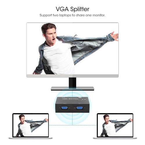 VGA Splitter Computer Accessory 2-In-1-Out 2 Port Switcher HD Display Accesso CB - Afbeelding 11 van 22