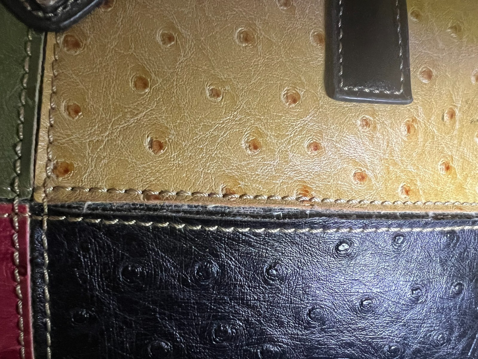 Faux Leather Patchwork Multicolored Zippered Hand… - image 5