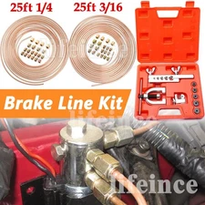 Brake Line Repair Kit 3/16 + 1/4 25FT Copper Pipe Flaring Tool 40 Nuts Fittings