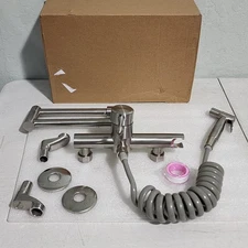 Wall Mount Kitchen Sink Faucet with Side Sprayer Commercial Nickel Brushed